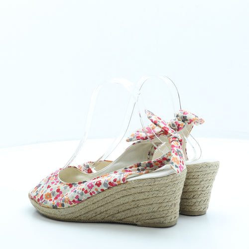 Spot On Womens White Floral Polyester Slingback Heel UK 6 39