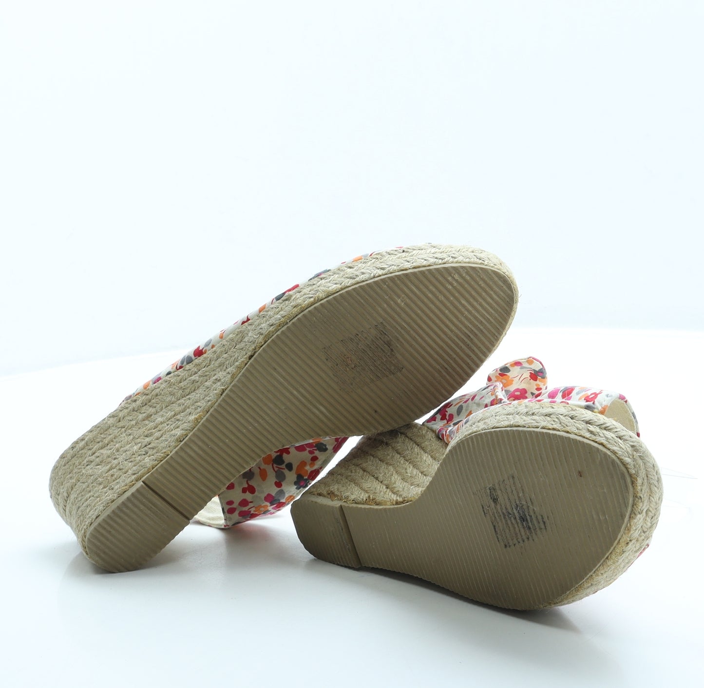 Spot On Womens White Floral Polyester Slingback Heel UK 6 39