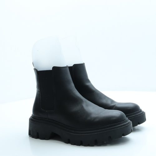 Primark Womens Black Leather Chelsea Boot UK 4 37 US 6