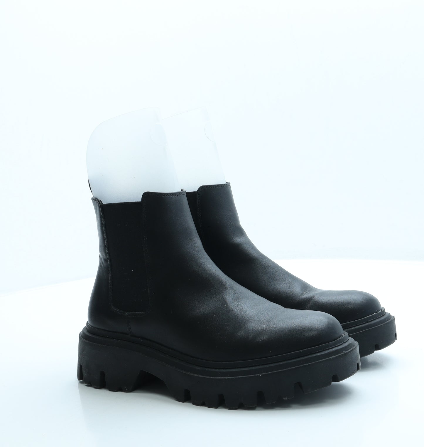 Primark Womens Black Leather Chelsea Boot UK 4 37 US 6