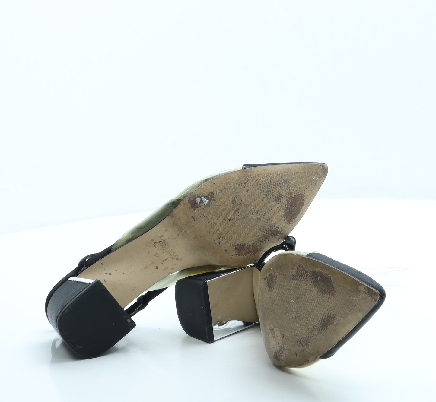 Zara Womens Black Suede Slingback Heel UK 4 37