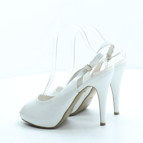 New Look Womens White Leather Slingback Heel UK 6 39