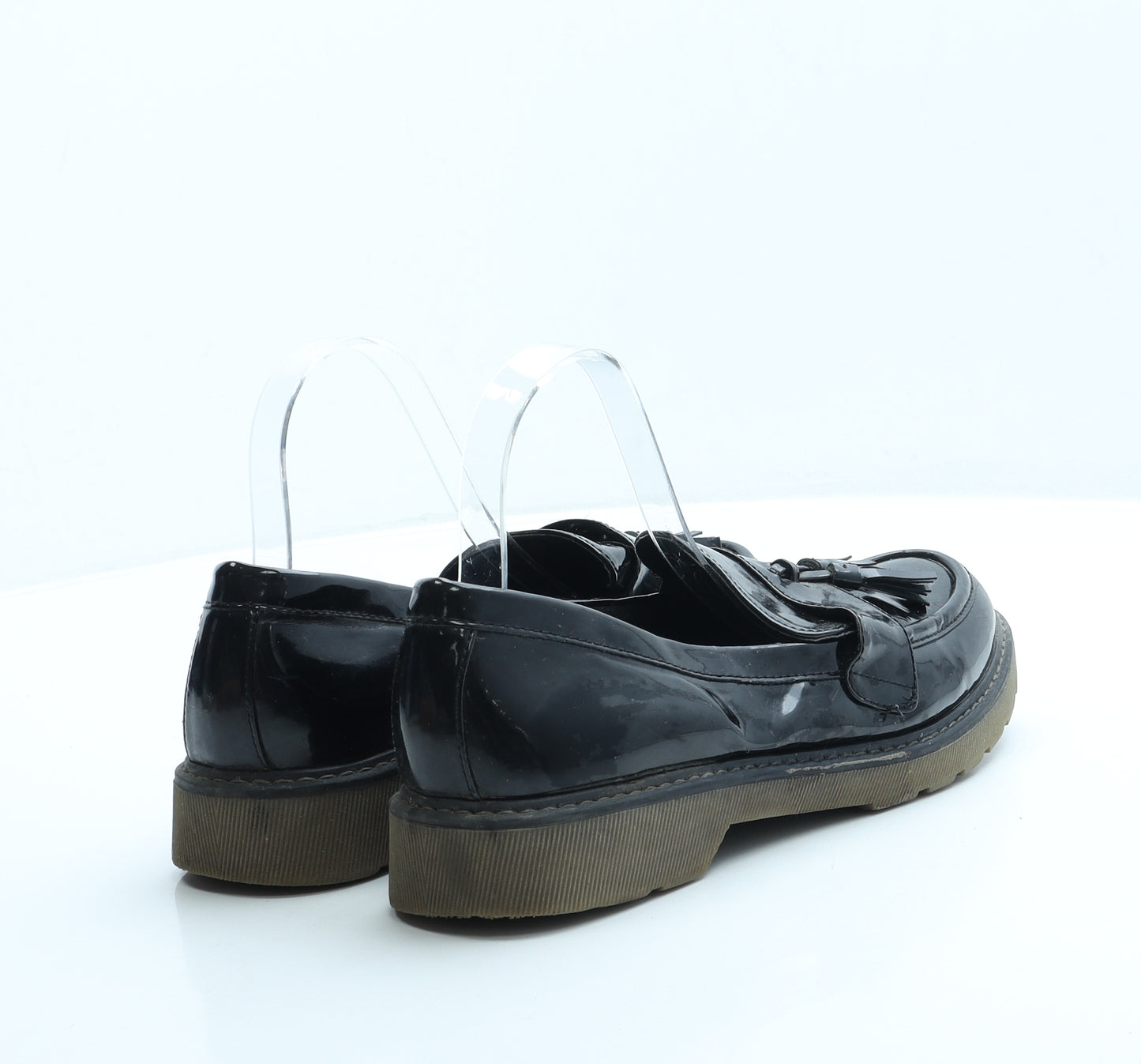 Preworn Womens Black Patent Leather Loafer Flat UK 8 41