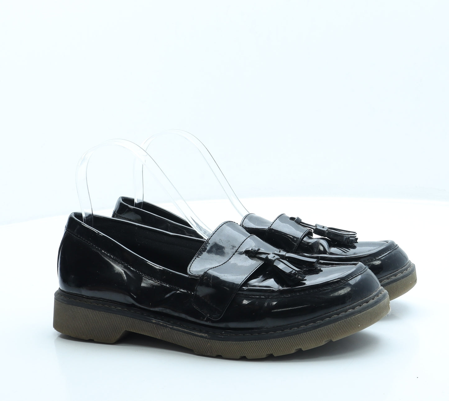 Preworn Womens Black Patent Leather Loafer Flat UK 8 41