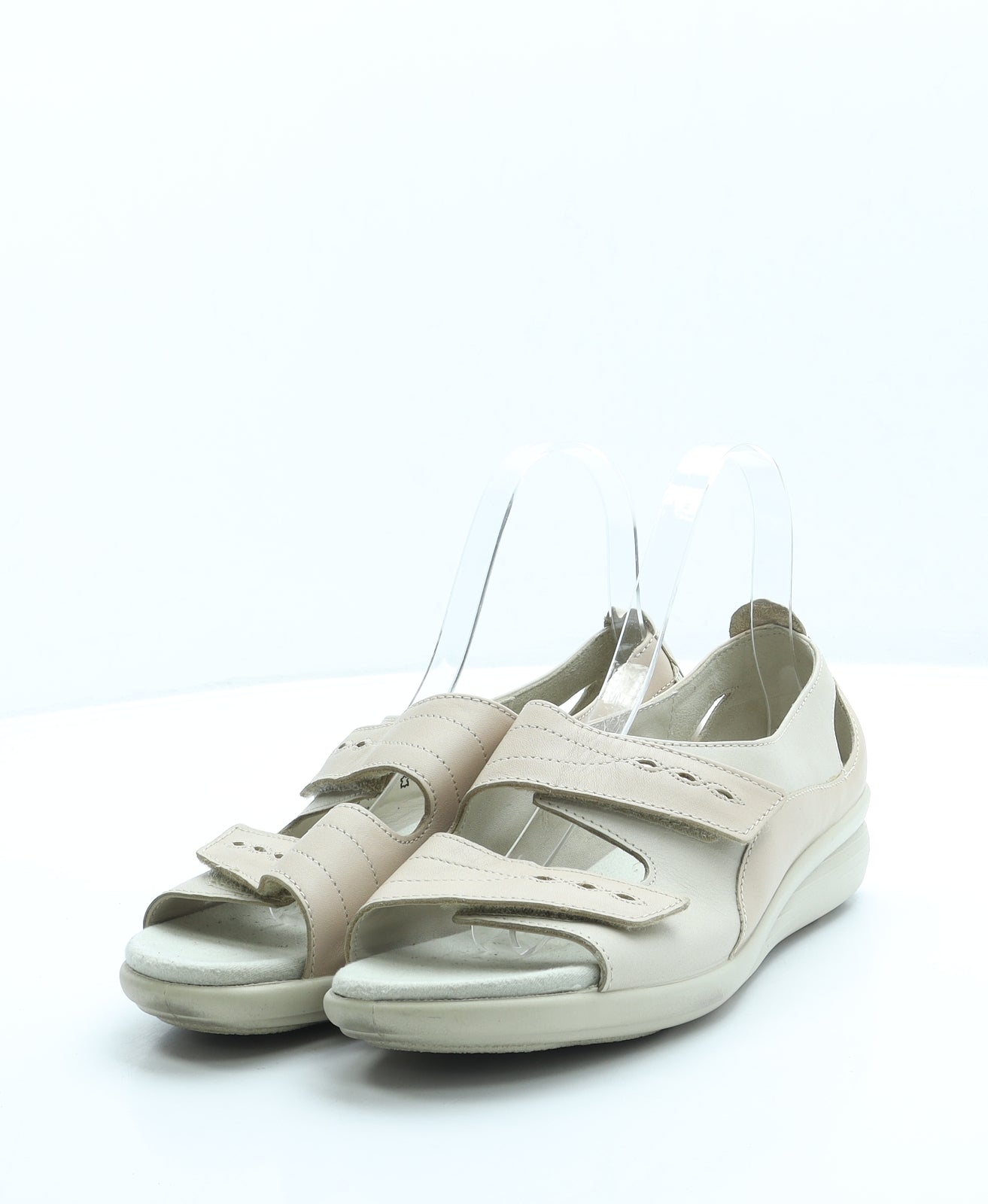 Hotter Womens Beige Leather Slip On Sandal UK 7