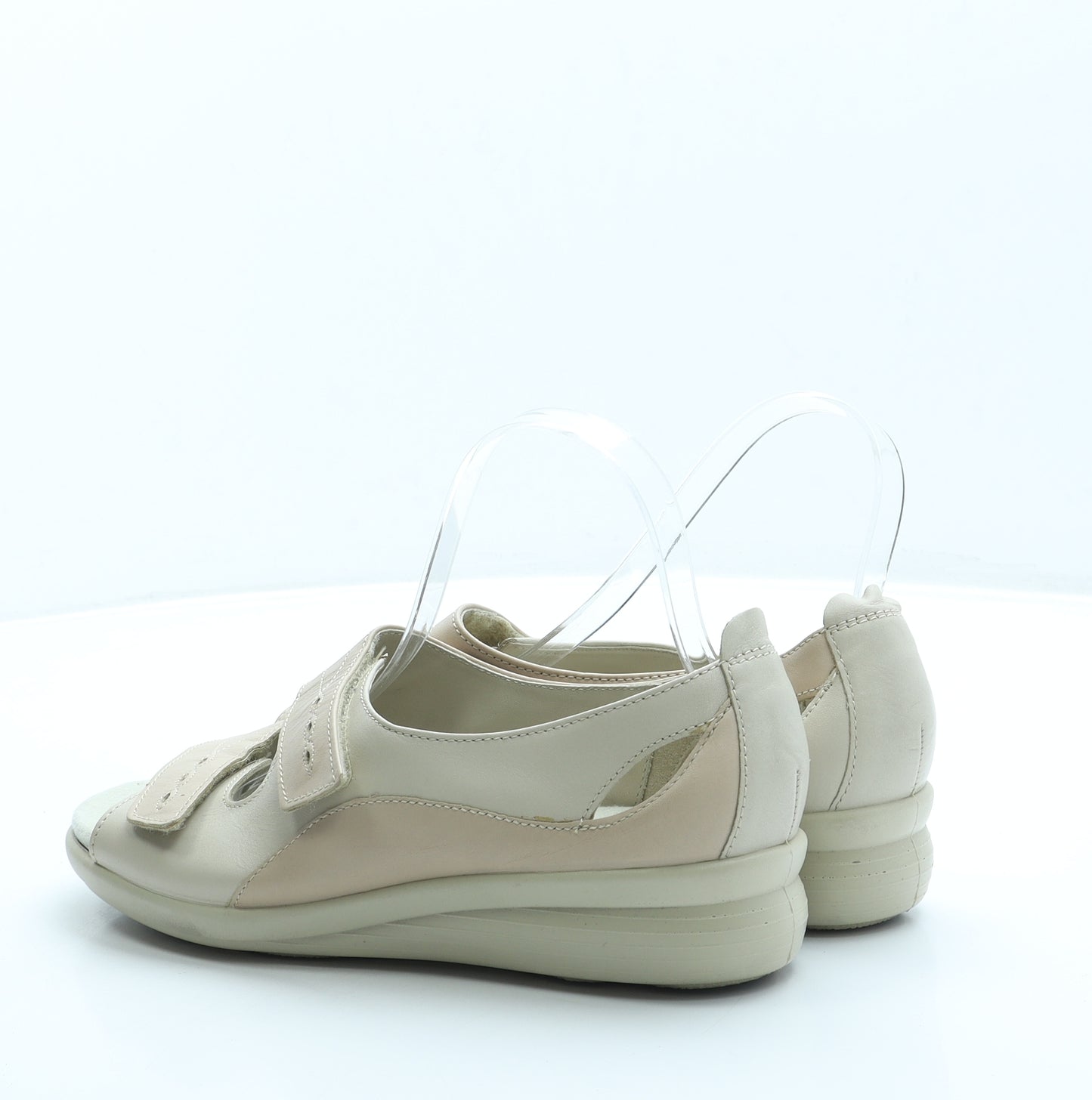 Hotter Womens Beige Leather Slip On Sandal UK 7