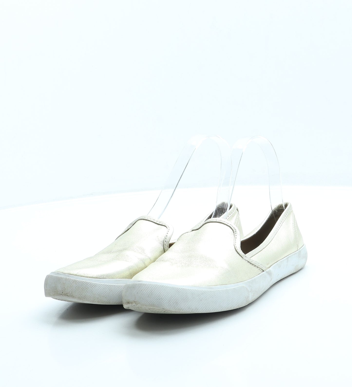 H&M Womens Gold Leather Slip On Flat UK 4 37