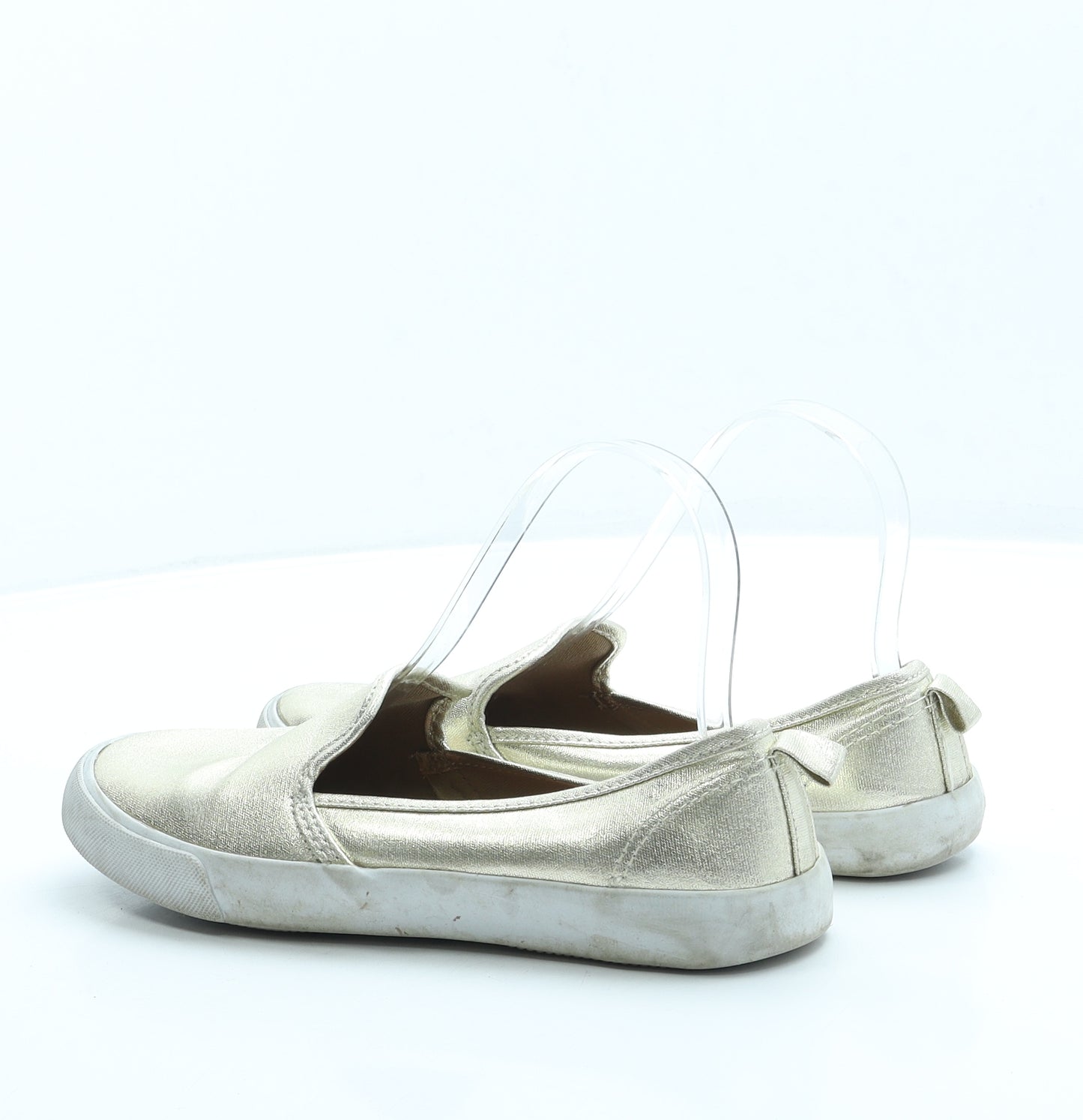 H&M Womens Gold Leather Slip On Flat UK 4 37