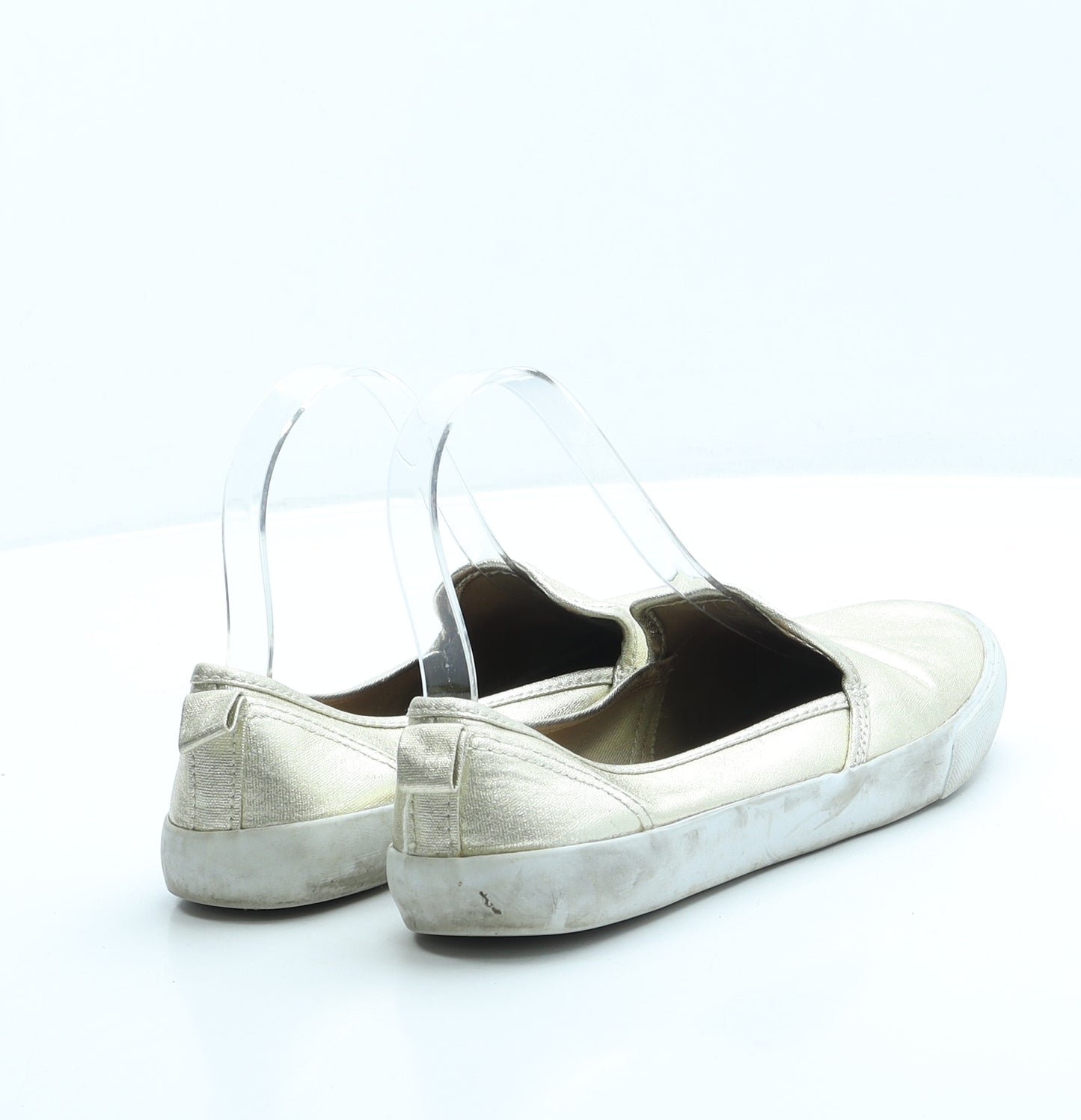 H&M Womens Gold Leather Slip On Flat UK 4 37