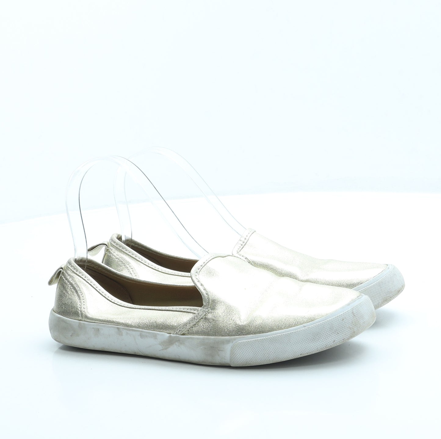 H&M Womens Gold Leather Slip On Flat UK 4 37