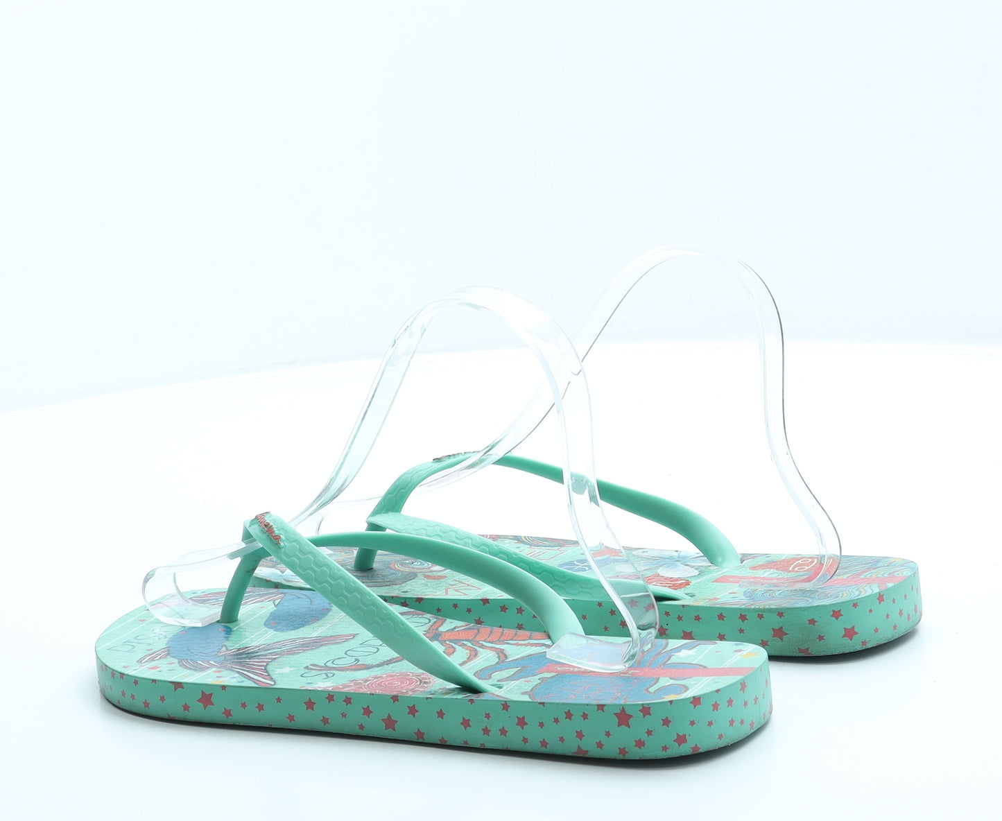 Ipamema Womens Green Geometric Rubber Thong Sandal UK 7 40 - Star signs