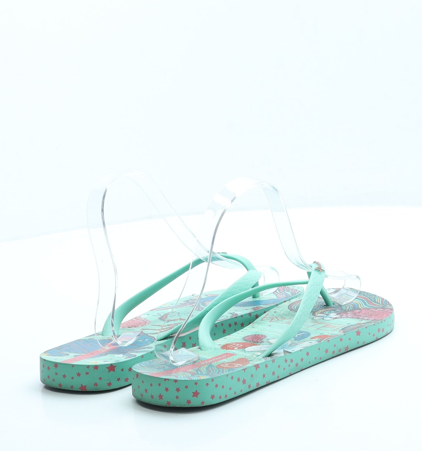 Ipamema Womens Green Geometric Rubber Thong Sandal UK 7 40 - Star signs