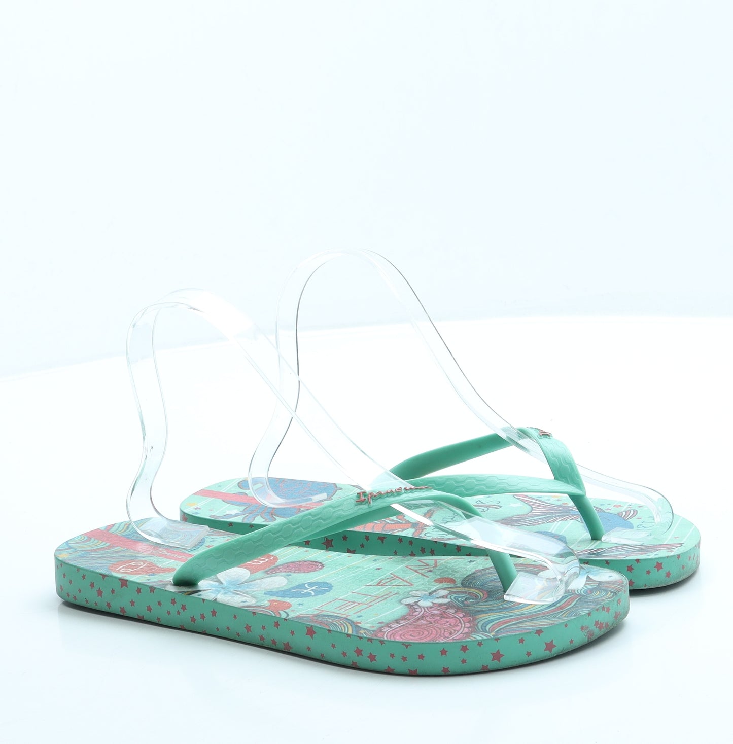 Ipamema Womens Green Geometric Rubber Thong Sandal UK 7 40 - Star signs