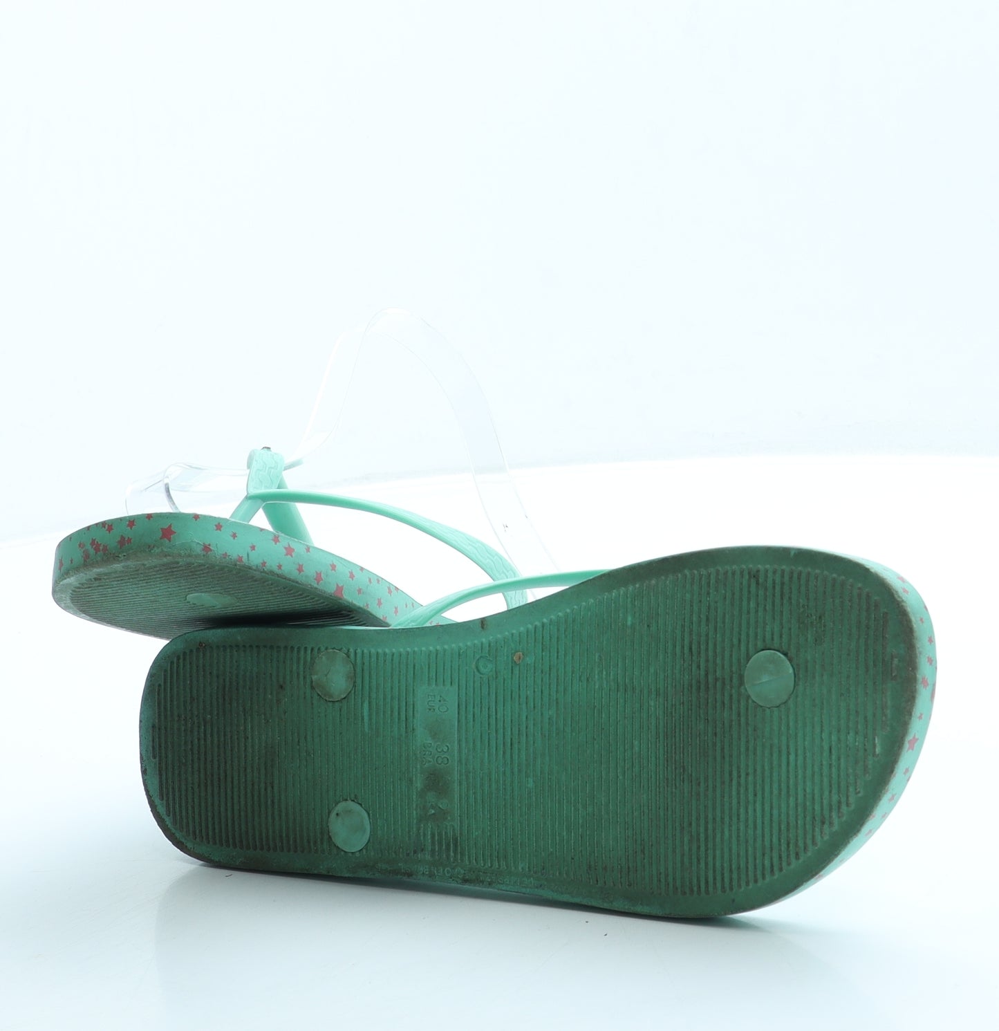 Ipamema Womens Green Geometric Rubber Thong Sandal UK 7 40 - Star signs