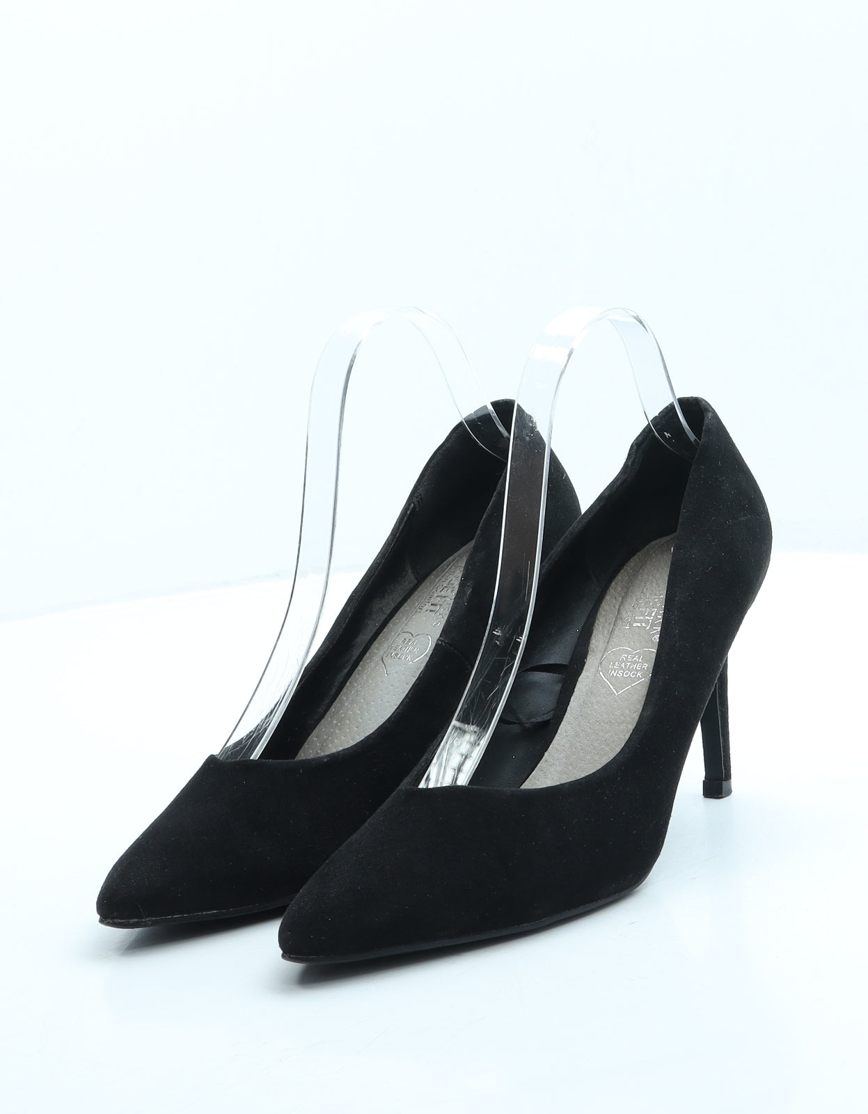 Primark Womens Black Suede Court Heel UK 5 38 US 7 - Wide Fit