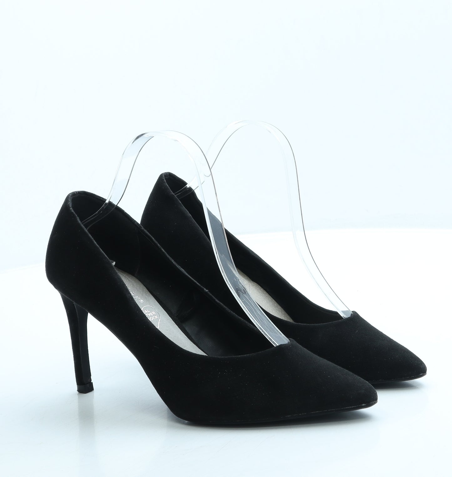 Primark Womens Black Suede Court Heel UK 5 38 US 7 - Wide Fit