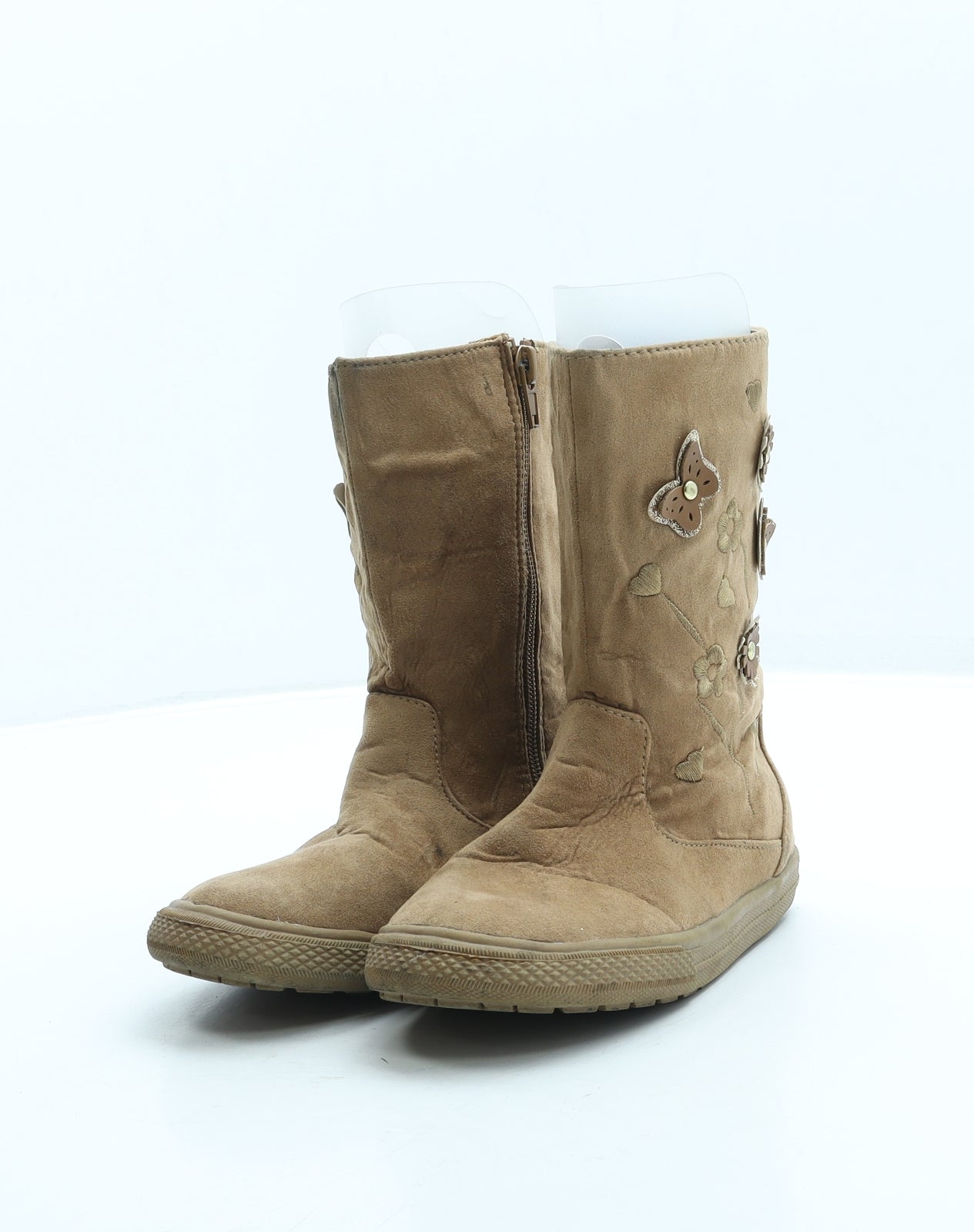 Young Dimension Girls Beige Polyester Shearling Style Boot UK 12 30 - Butterfly