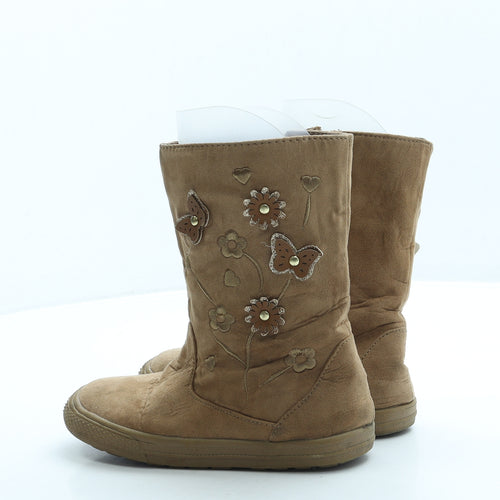 Young Dimension Girls Beige Polyester Shearling Style Boot UK 12 30 - Butterfly