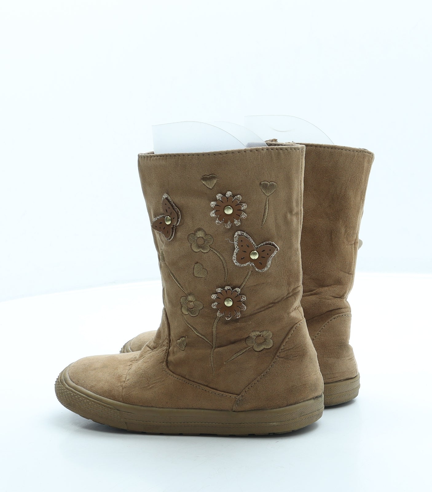 Young Dimension Girls Beige Polyester Shearling Style Boot UK 12 30 - Butterfly