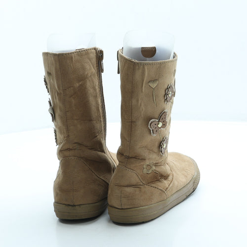 Young Dimension Girls Beige Polyester Shearling Style Boot UK 12 30 - Butterfly