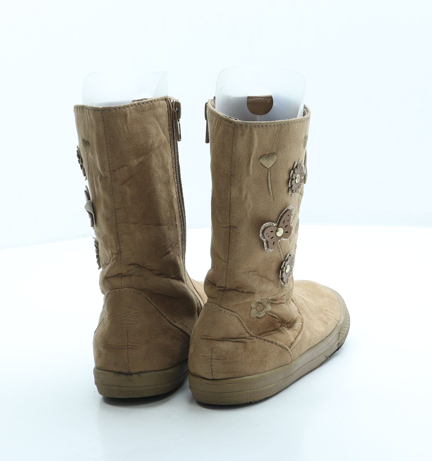 Young Dimension Girls Beige Polyester Shearling Style Boot UK 12 30 - Butterfly