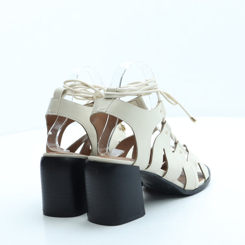 Primark Womens Beige Leather Gladiator Heel UK 4 37 US 6.5