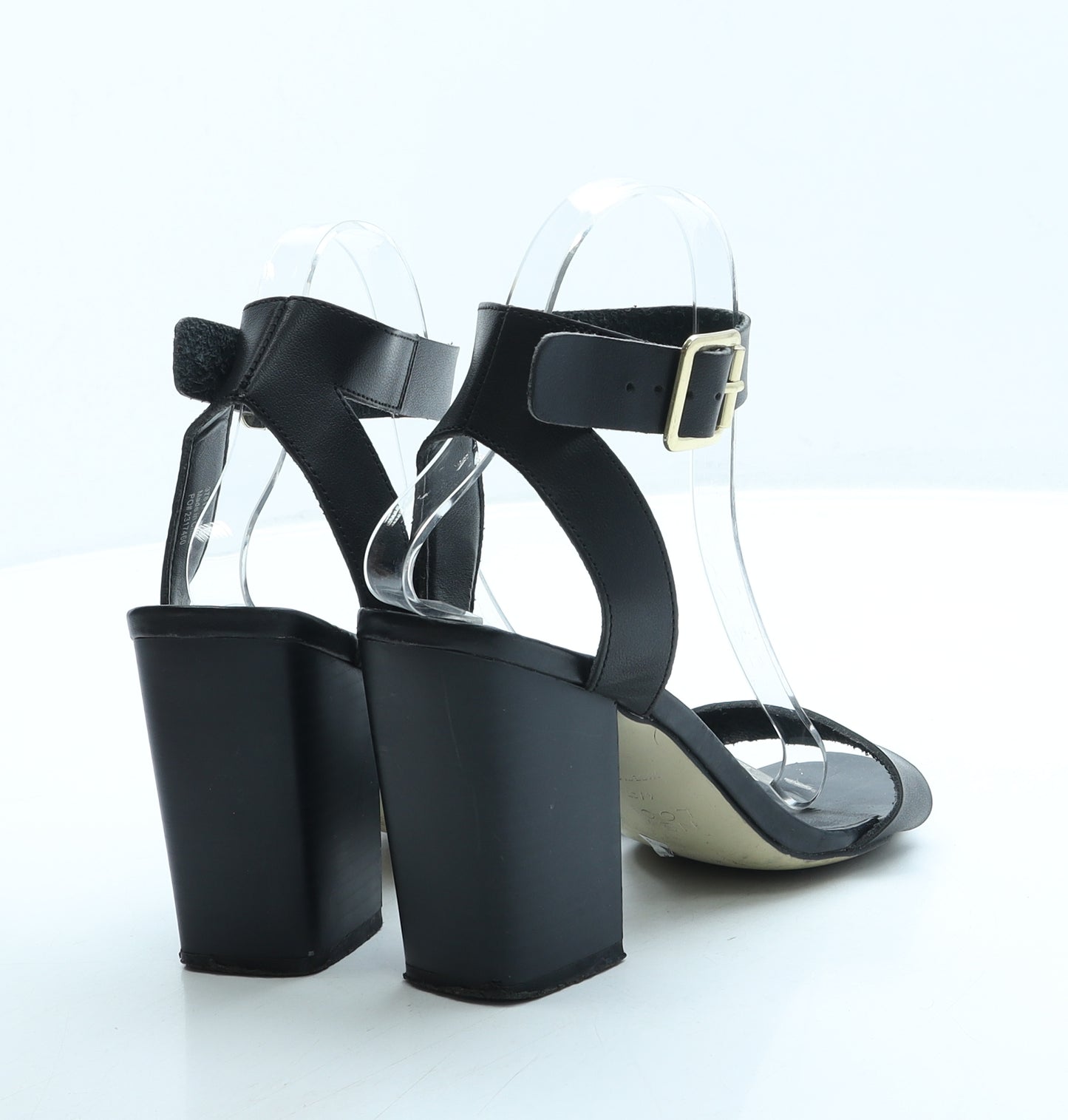 New Look Womens Black Leather Strappy Heel UK 4 37