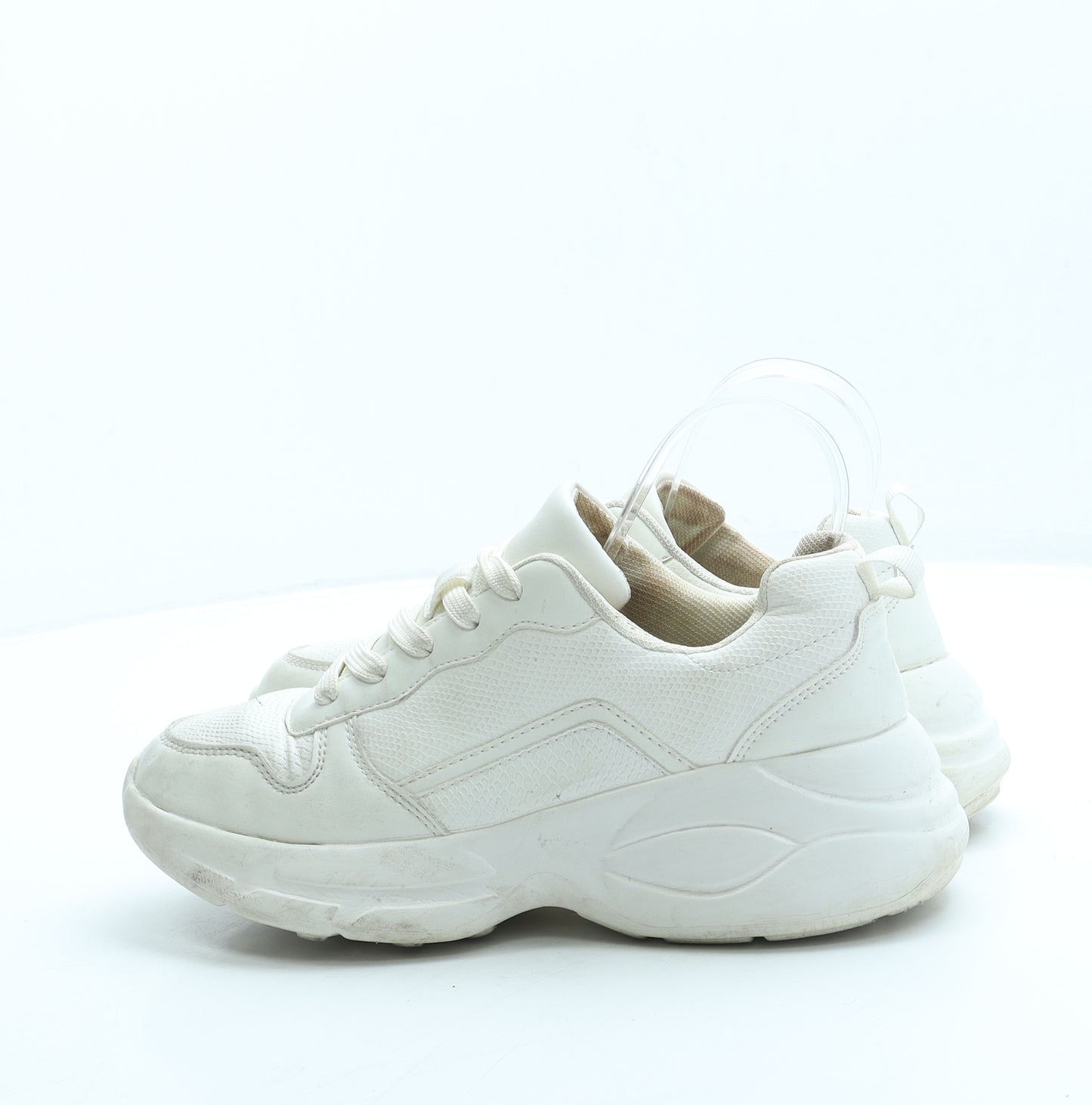 Primark Womens White Leather Trainer UK 5 38 US 7