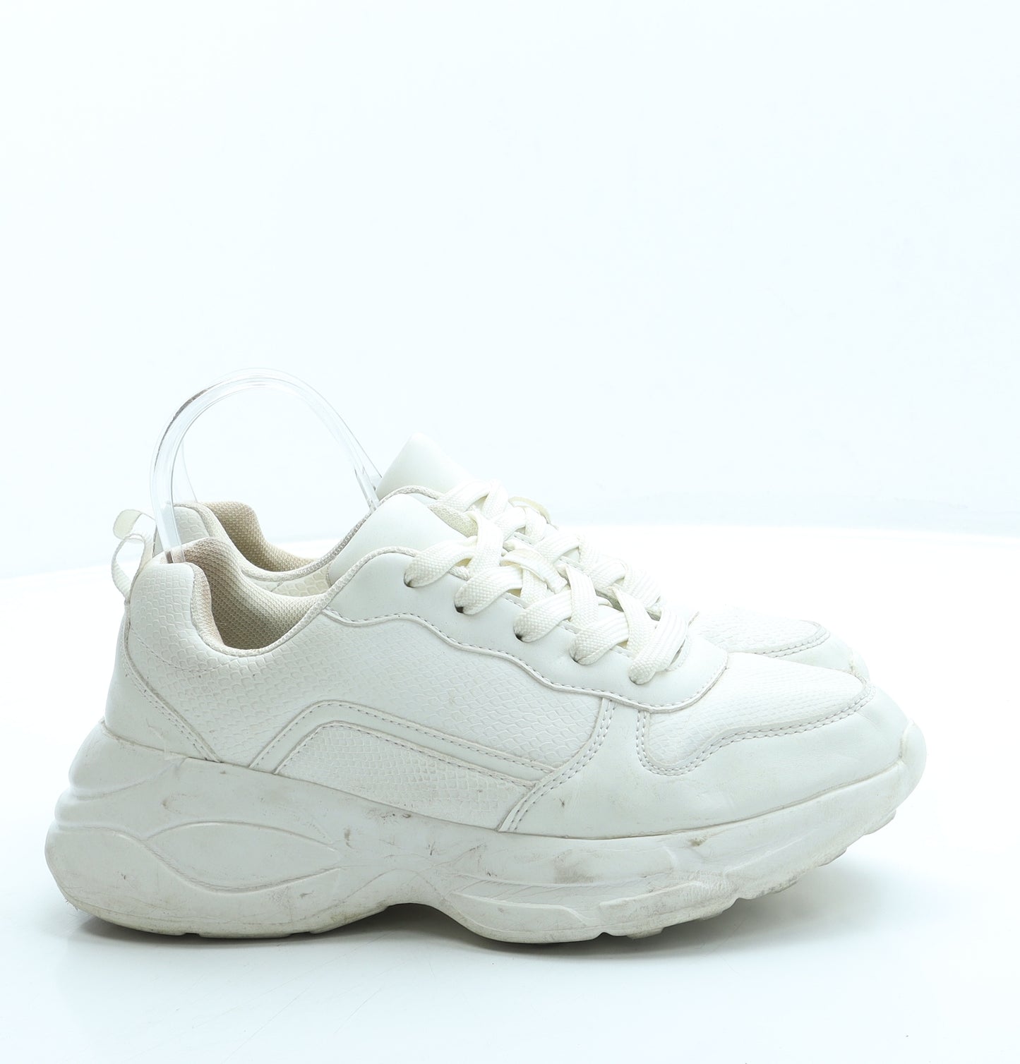 Primark Womens White Leather Trainer UK 5 38 US 7