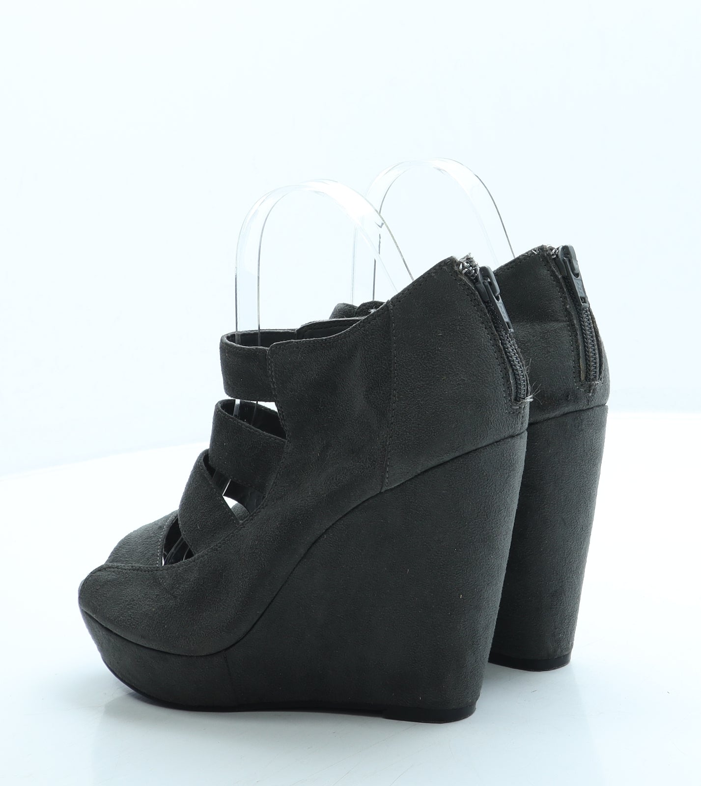 New Look Womens Grey Suede Platform Heel UK 6 39