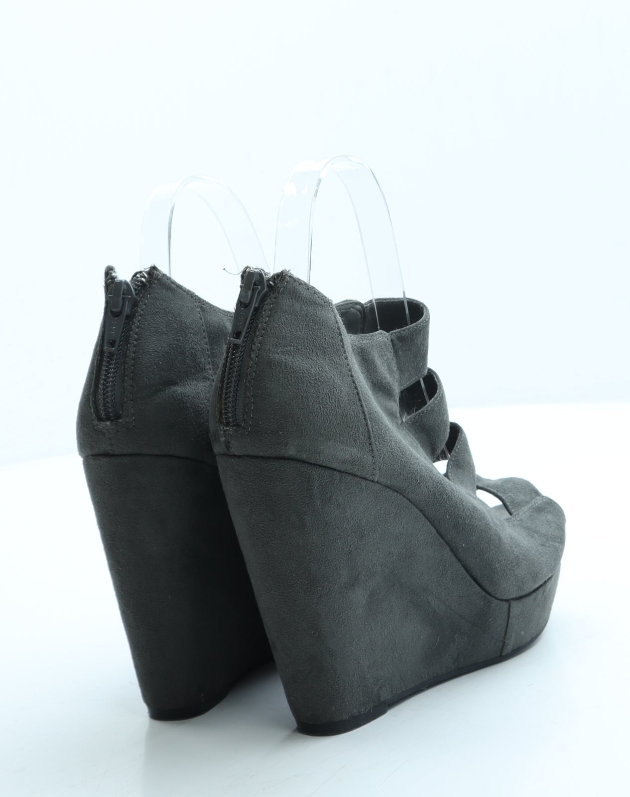 New Look Womens Grey Suede Platform Heel UK 6 39