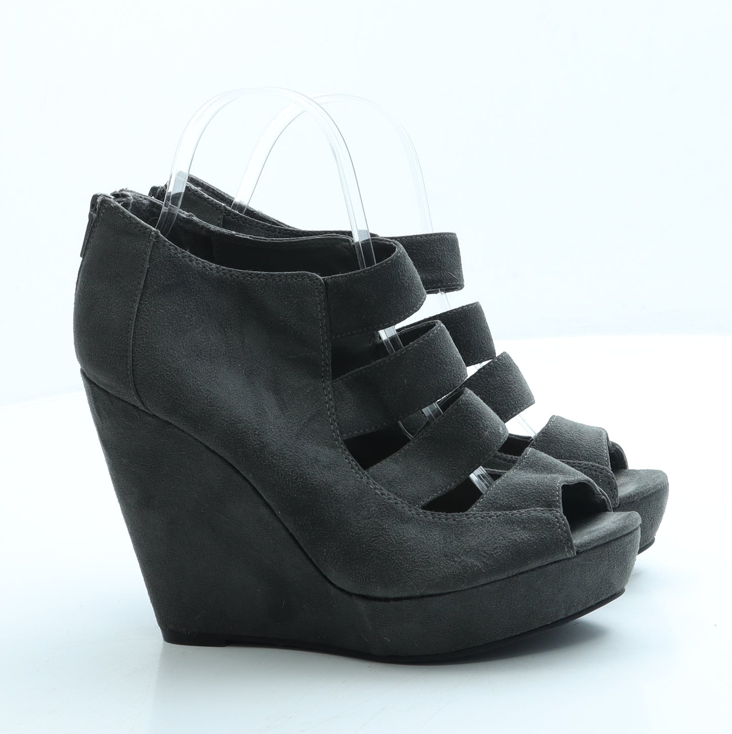 New Look Womens Grey Suede Platform Heel UK 6 39