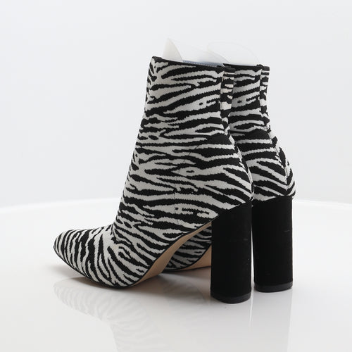 Miss Selfridge Womens Multicoloured Animal Print Polyester Sock Boot UK 6 - Zebra Print