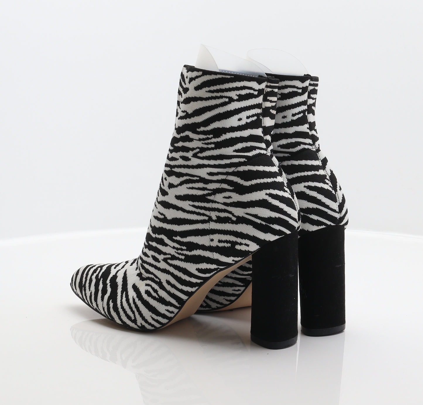 Miss Selfridge Womens Multicoloured Animal Print Polyester Sock Boot UK 6 - Zebra Print