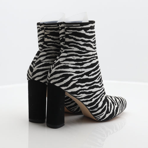 Miss Selfridge Womens Multicoloured Animal Print Polyester Sock Boot UK 6 - Zebra Print