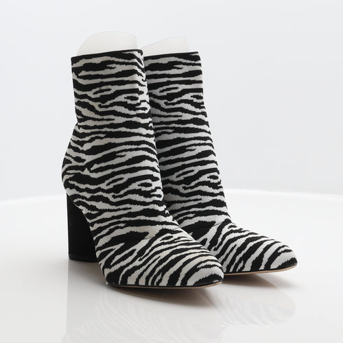 Miss Selfridge Womens Multicoloured Animal Print Polyester Sock Boot UK 6 - Zebra Print