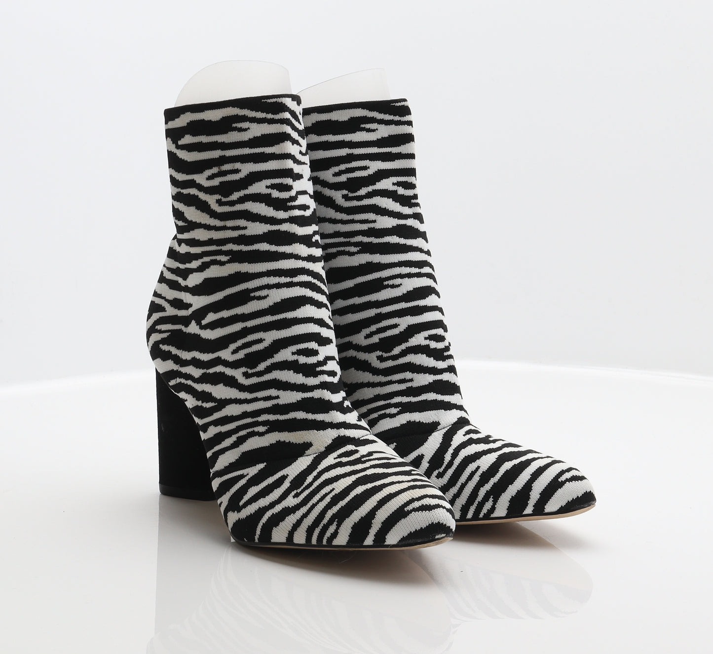 Miss Selfridge Womens Multicoloured Animal Print Polyester Sock Boot UK 6 - Zebra Print