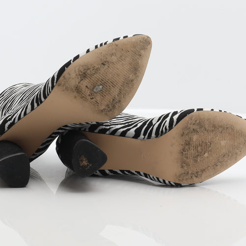 Miss Selfridge Womens Multicoloured Animal Print Polyester Sock Boot UK 6 - Zebra Print