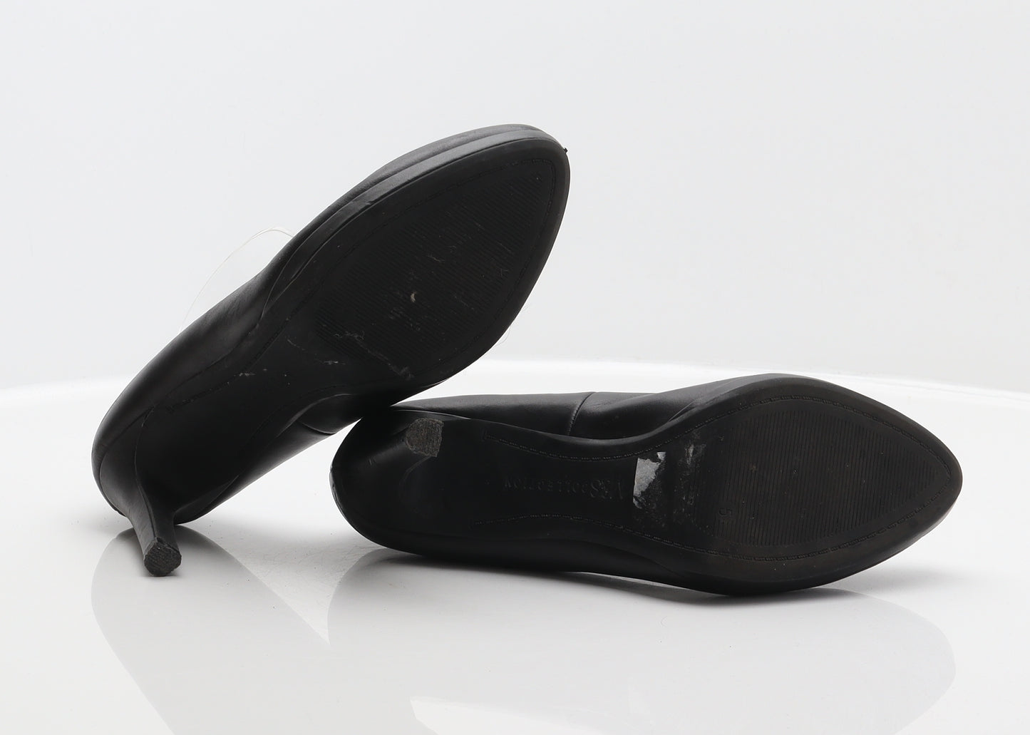Marks and Spencer Womens Black Leather Court Heel UK 5