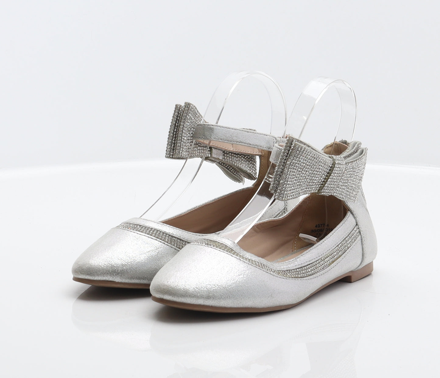 River Island Girls Silver Synthetic Ballet Flat UK 13
