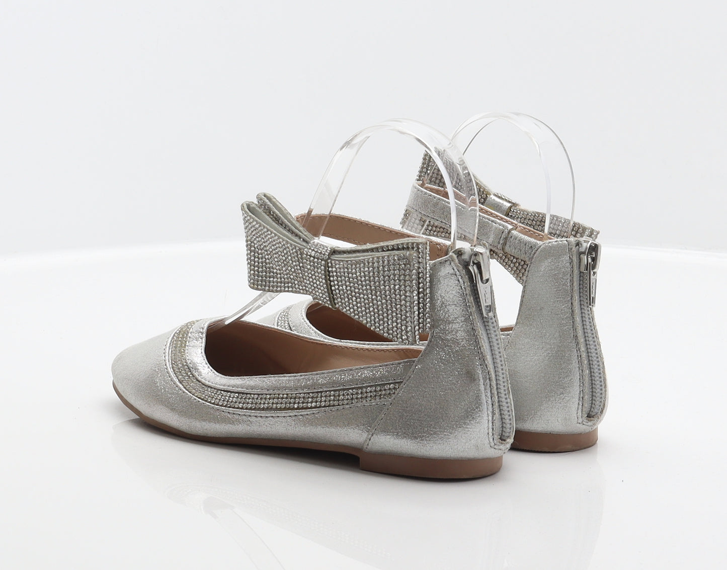 River Island Girls Silver Synthetic Ballet Flat UK 13