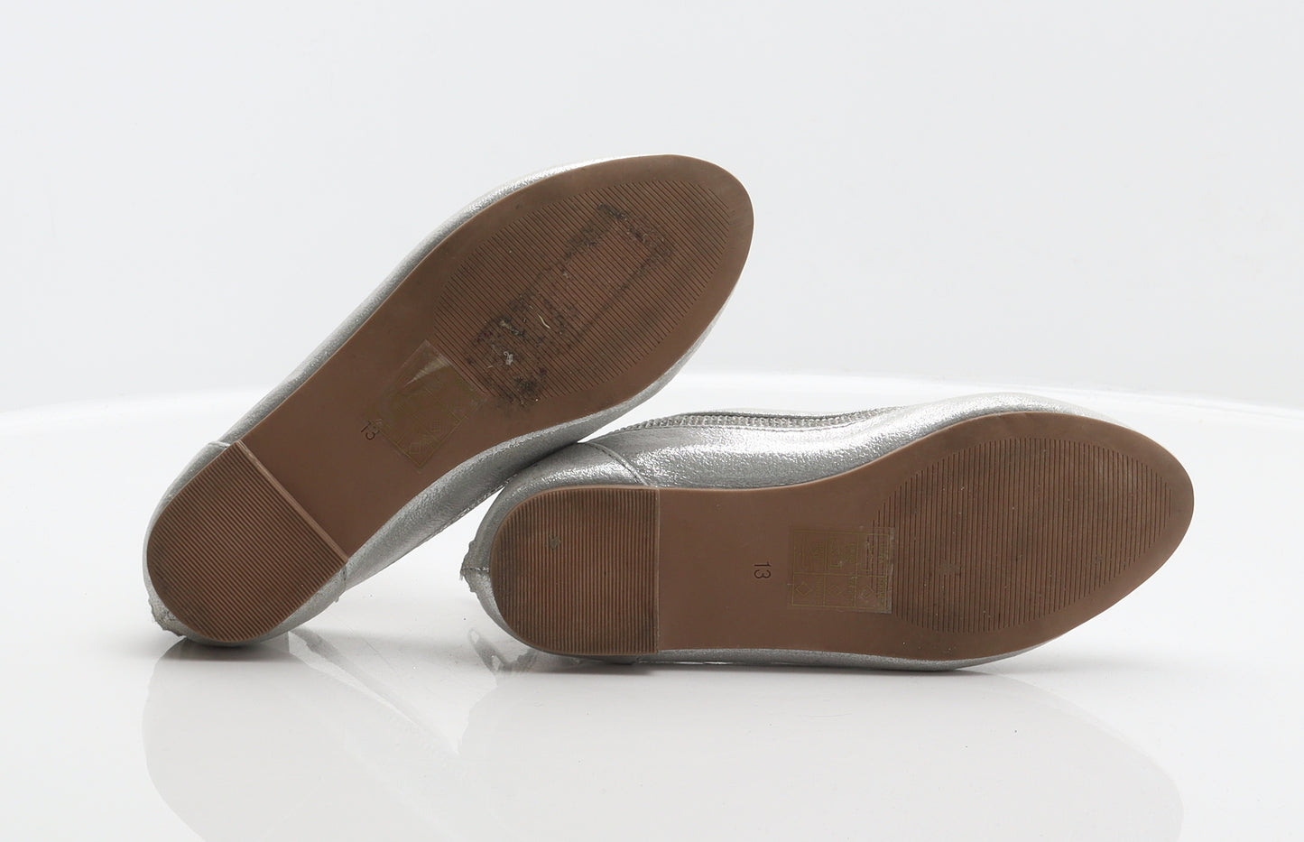 River Island Girls Silver Synthetic Ballet Flat UK 13