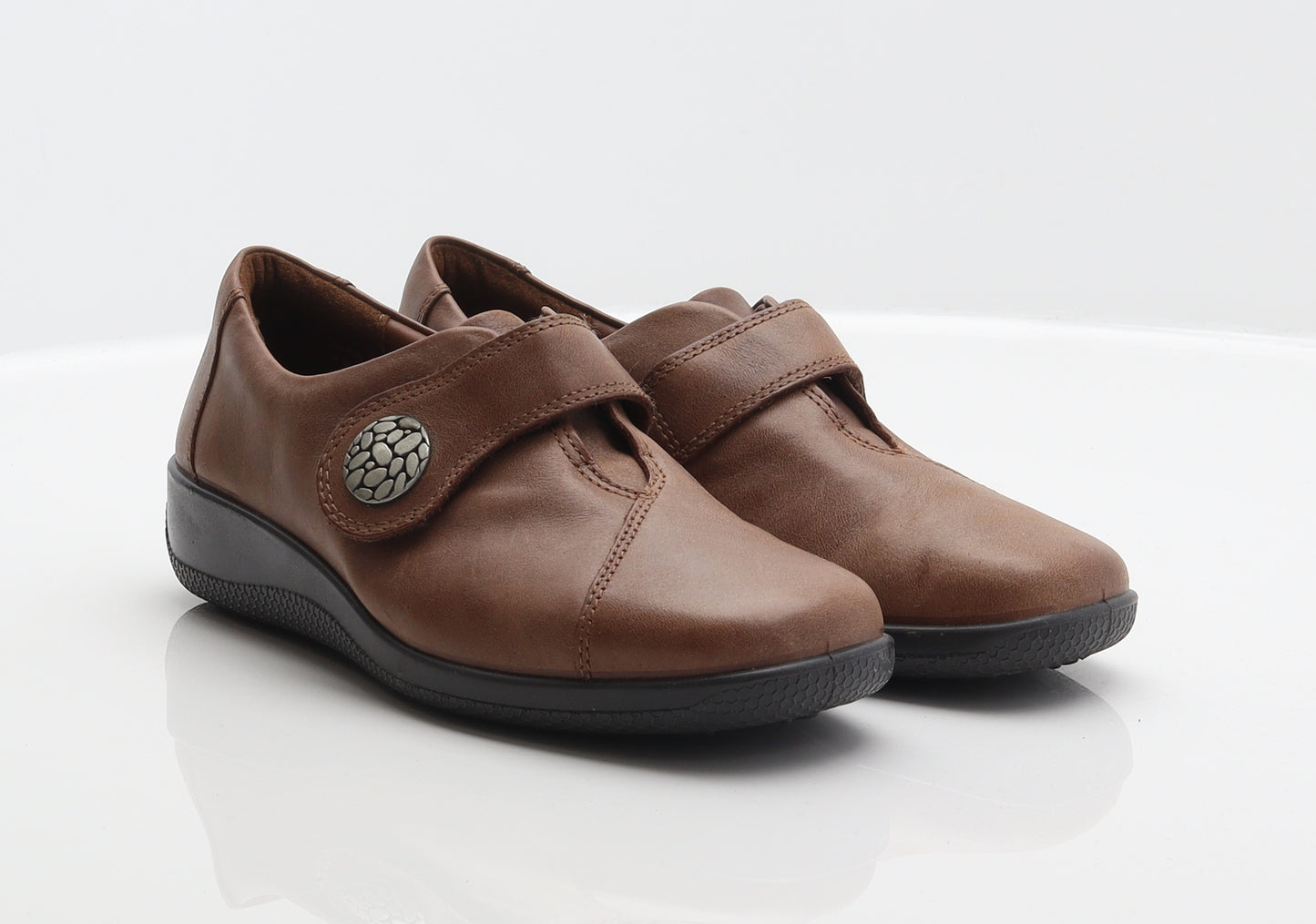 Hotter Womens Brown Leather Loafer Casual UK 4