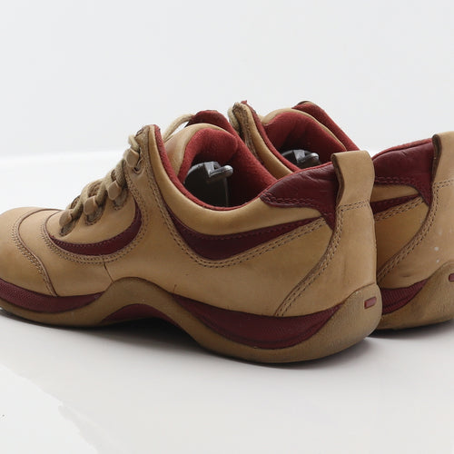 Clarks Boys Brown Geometric Leather Trainer UK 4 - Springers