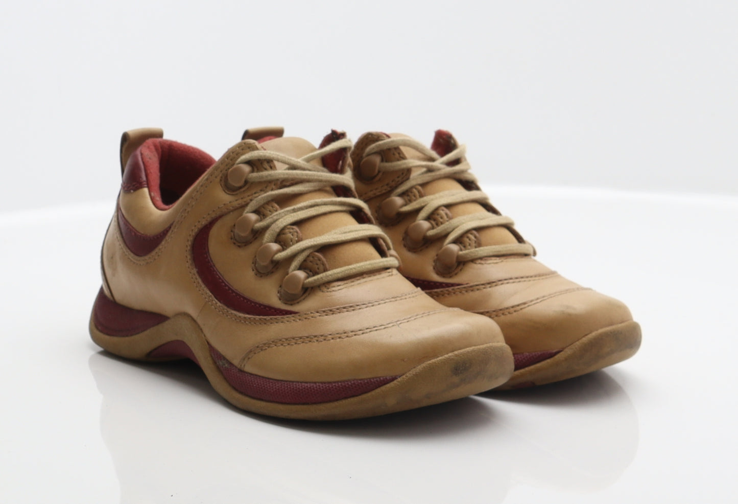 Clarks Boys Brown Geometric Leather Trainer UK 4 - Springers