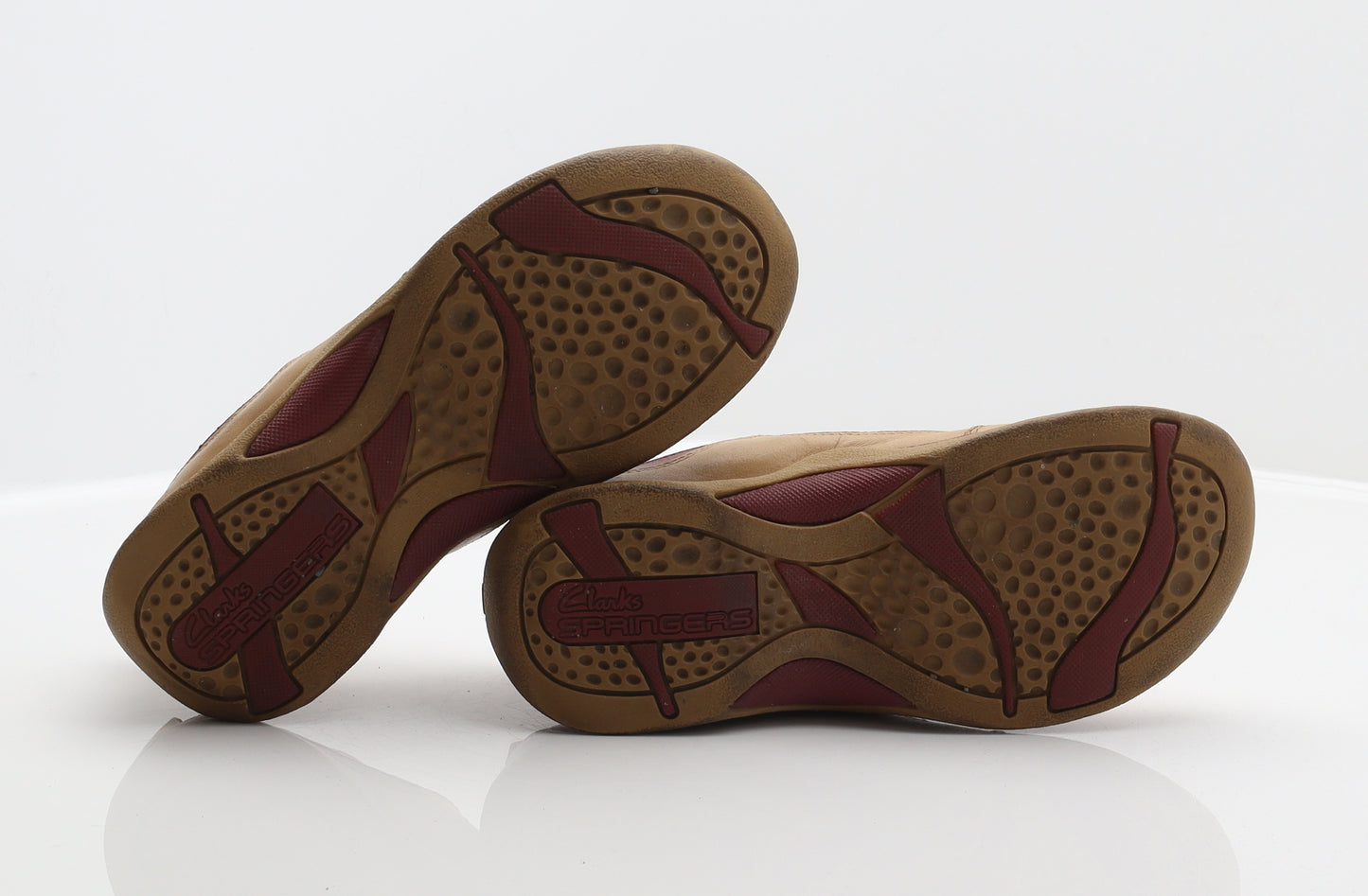 Clarks Boys Brown Geometric Leather Trainer UK 4 - Springers