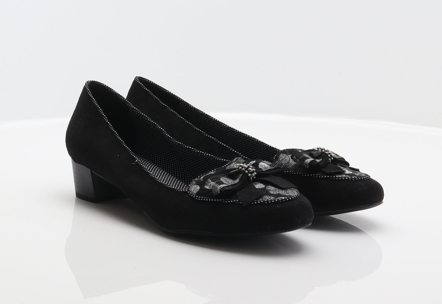 Ruby Shoo Womens Black Floral Polyester Court Heel UK 8 41