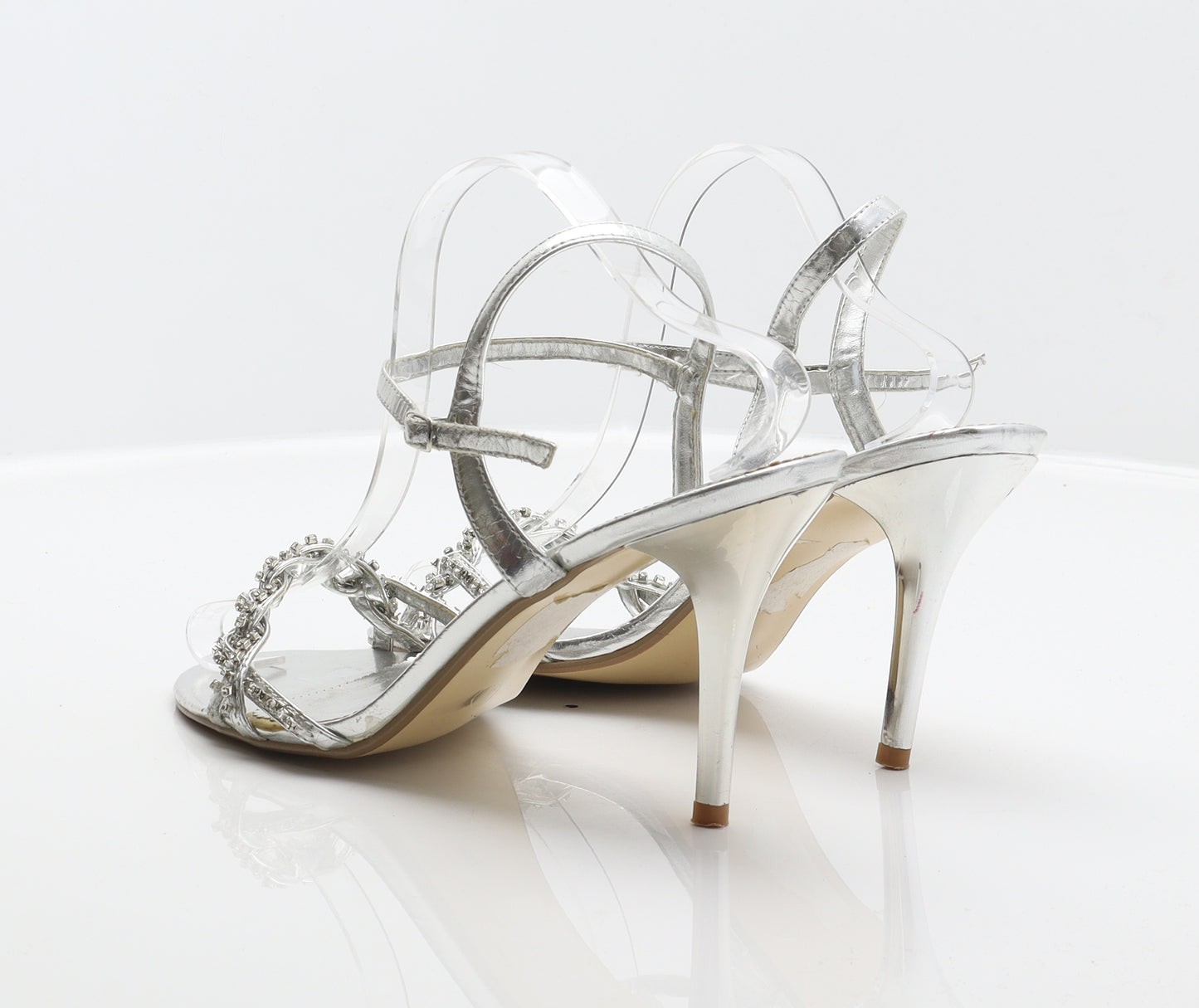 Debut Womens Silver Synthetic Strappy Heel UK 7 40