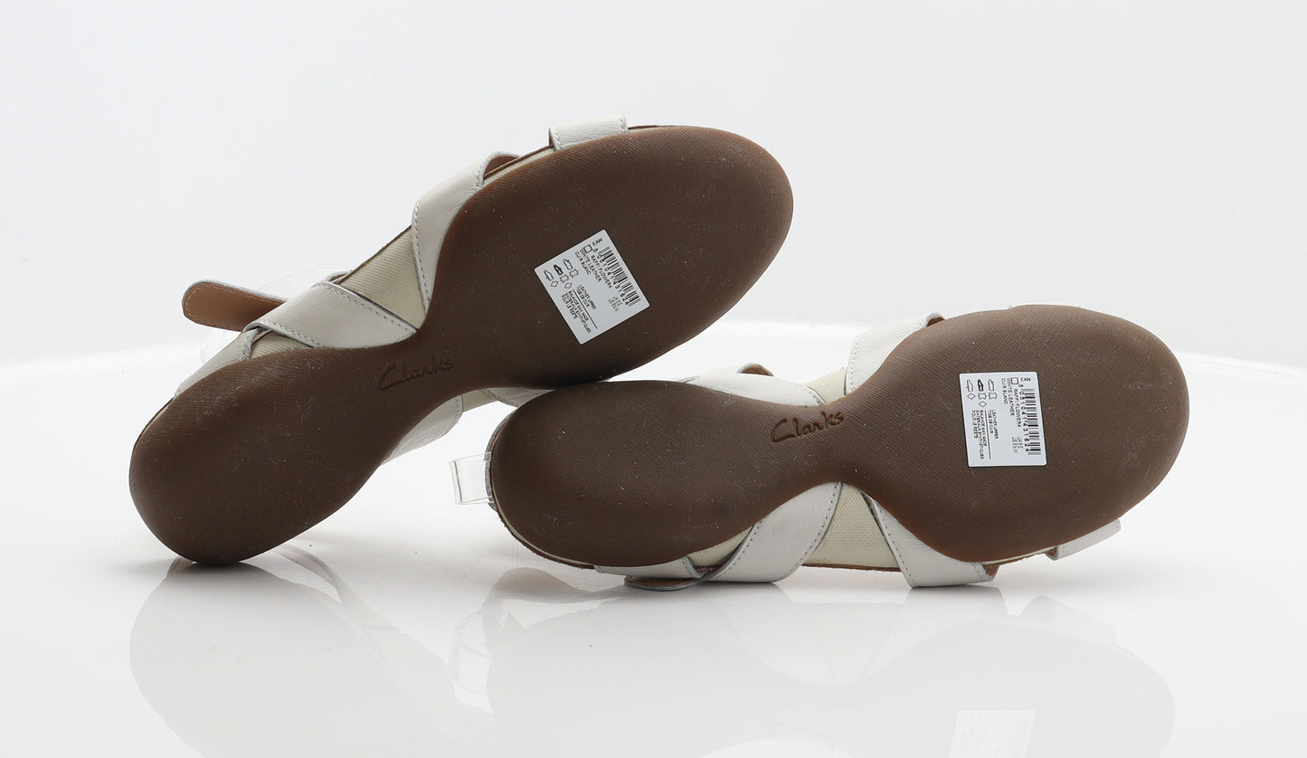 Clarks Womens White Leather Strappy Sandal UK 6