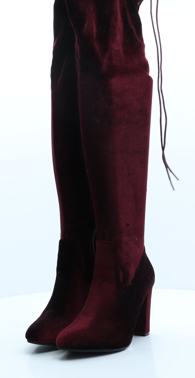 Glossy Womens Red Suede Slip On Boot UK 4 37